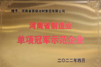 九游官方网页版集团顺利获批2022年河南省制造业单项冠军荣誉